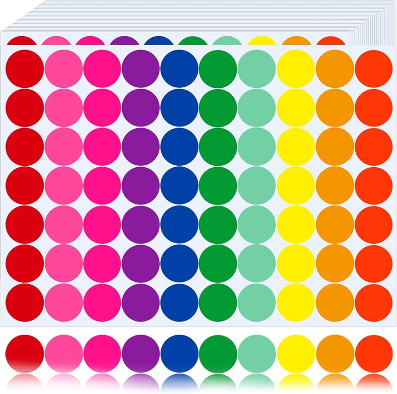 DINGEE Dot Stickers 1400 PCS Color Coding Labels Round Circle Sticker 3/4 Inch Colored Dot Label for Toddlers Office Student Classroom Papers Etc - Image 1